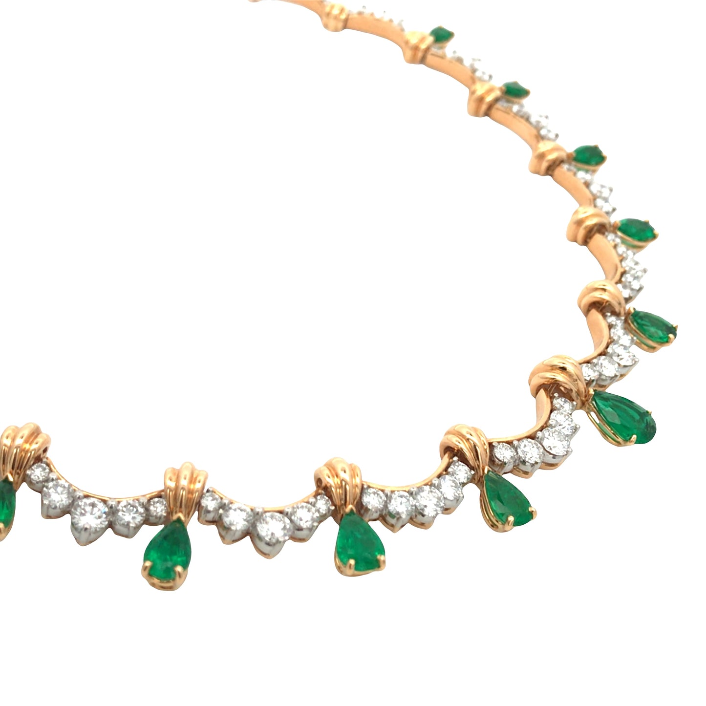 Oscar Heyman, Platinum Gold Emerald Diamond Necklace, Certificate Oscar Heyman