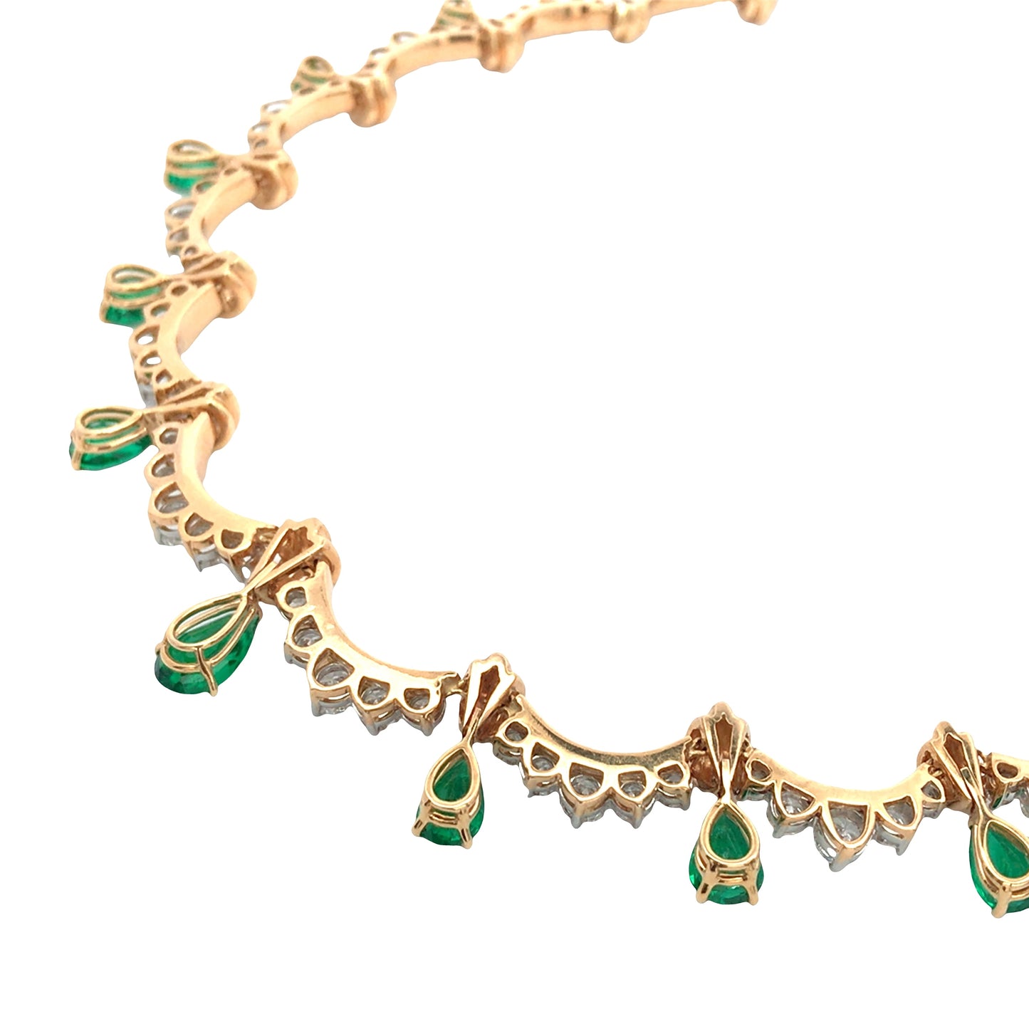 Oscar Heyman, Platinum Gold Emerald Diamond Necklace, Certificate Oscar Heyman