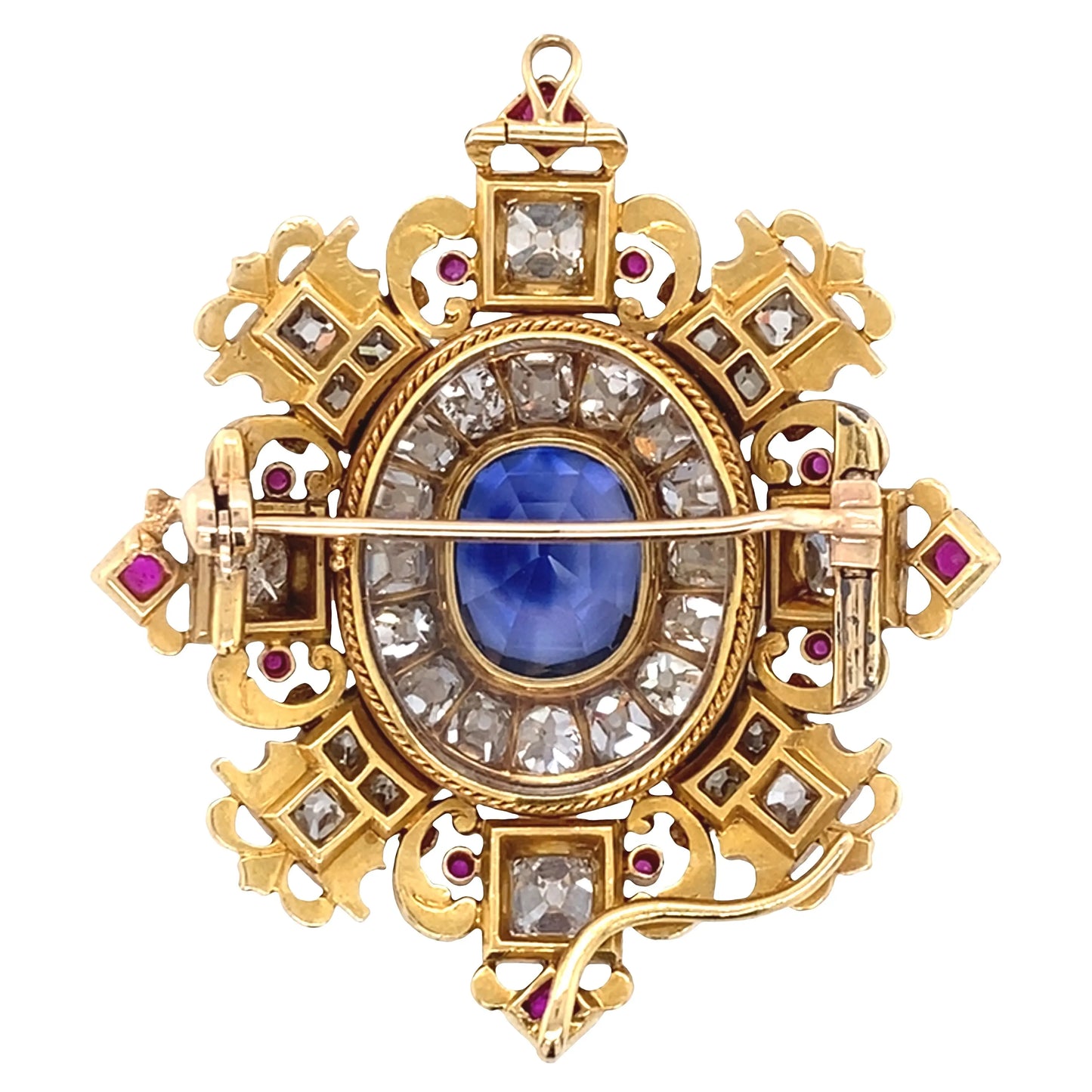 Sapphire Ruby Diamond Enamel Pendant Lueur Jewelry