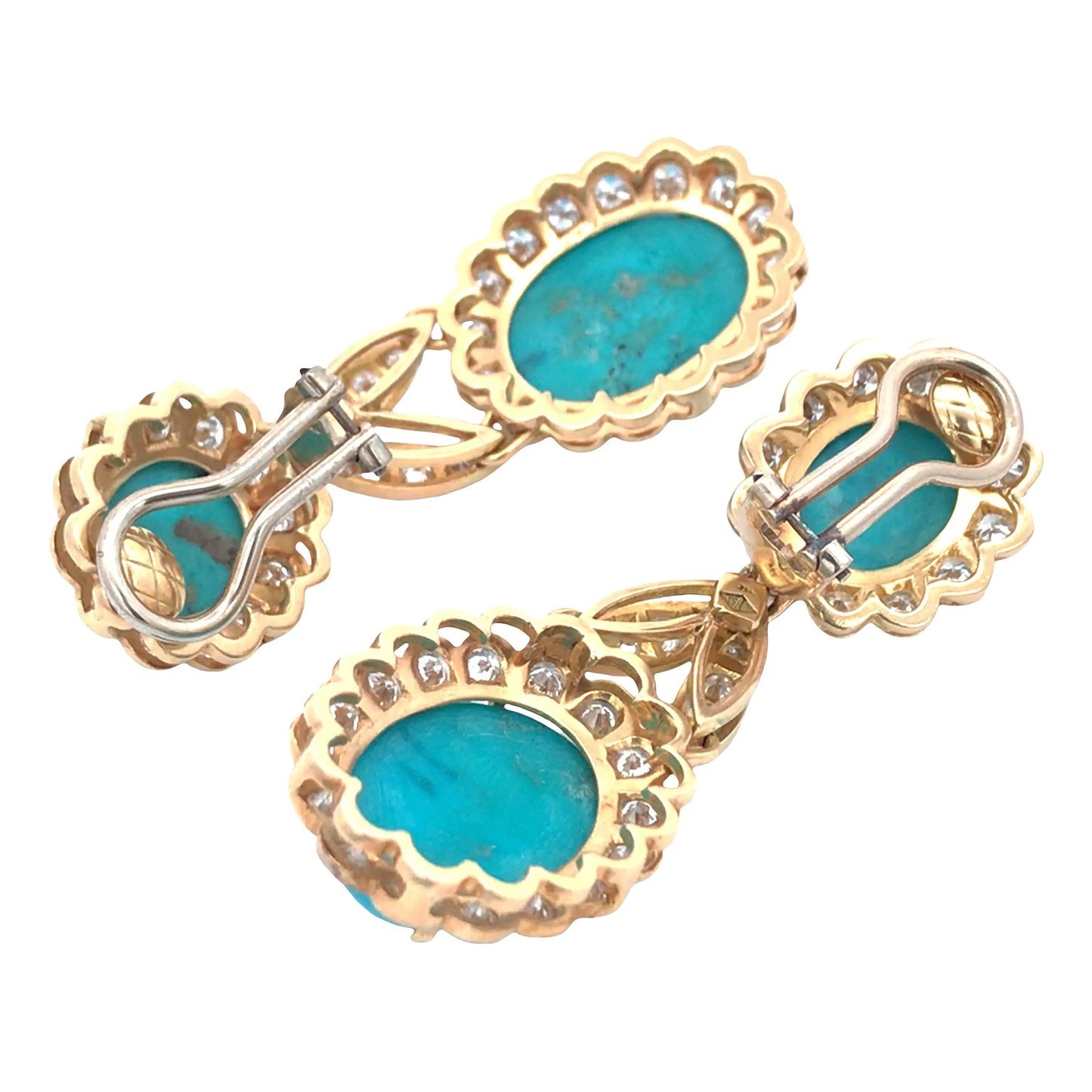 18K Gold Turquoise Diamond Earrings Lueur Jewelry