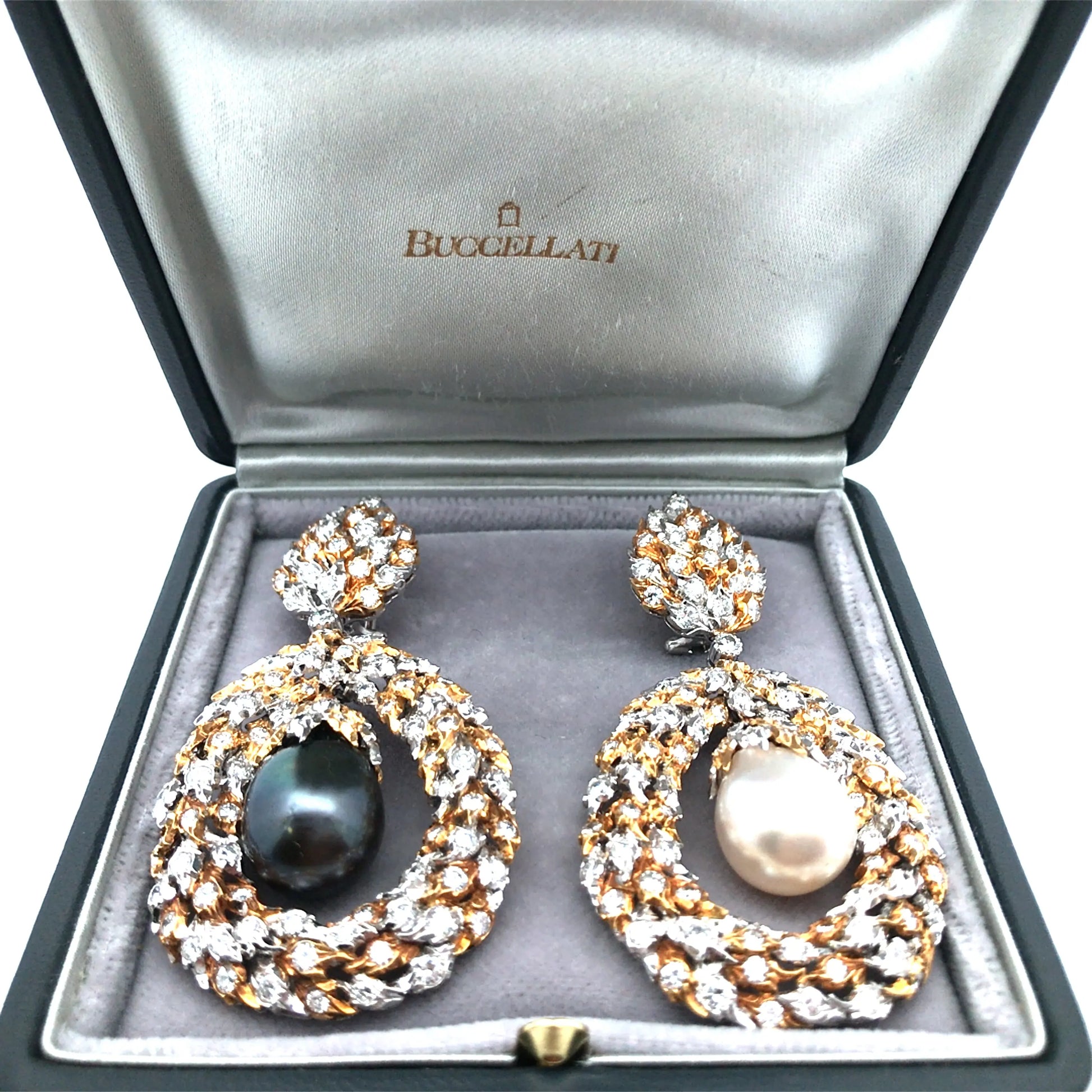 Buccellati, 18K Gold Pearl Diamond Earrings Buccellati