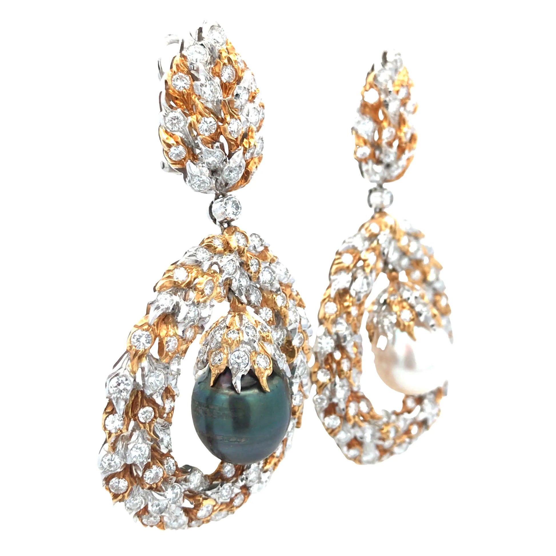 Buccellati, 18K Gold Pearl Diamond Earrings Buccellati