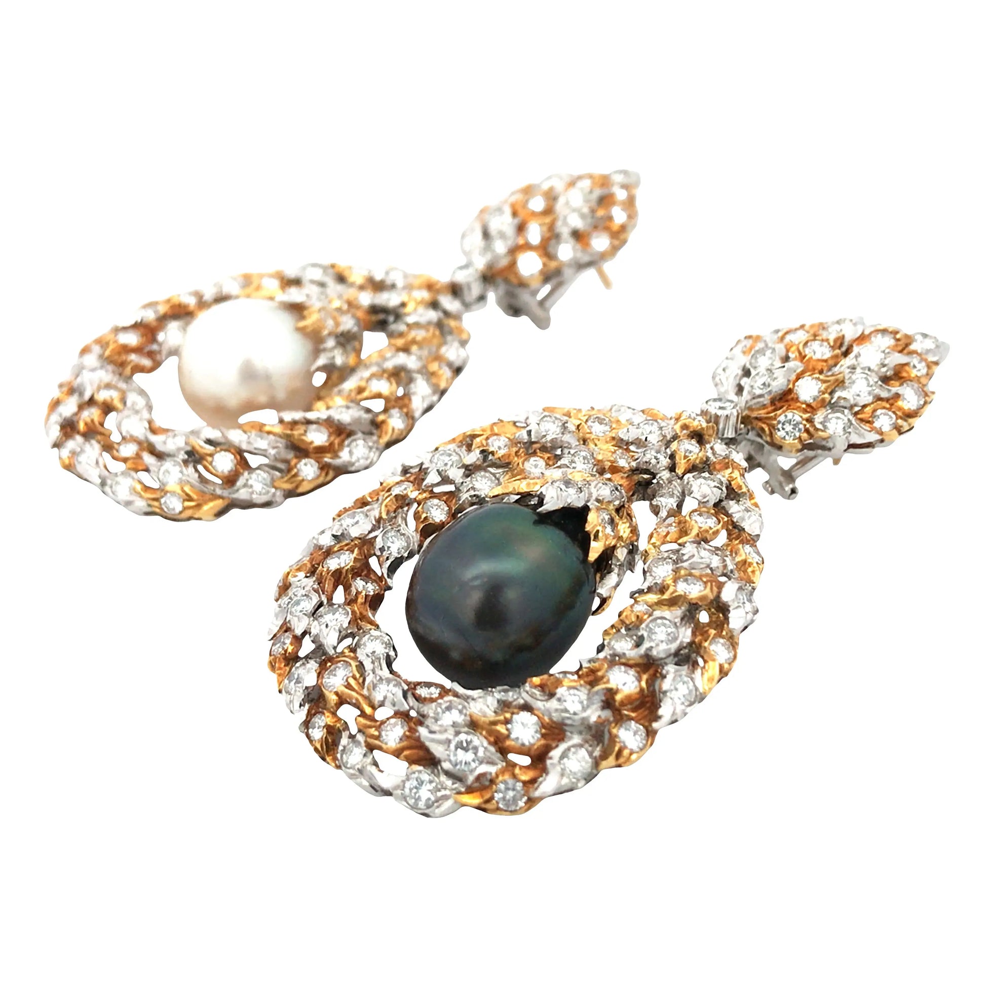 Buccellati, 18K Gold Pearl Diamond Earrings Buccellati