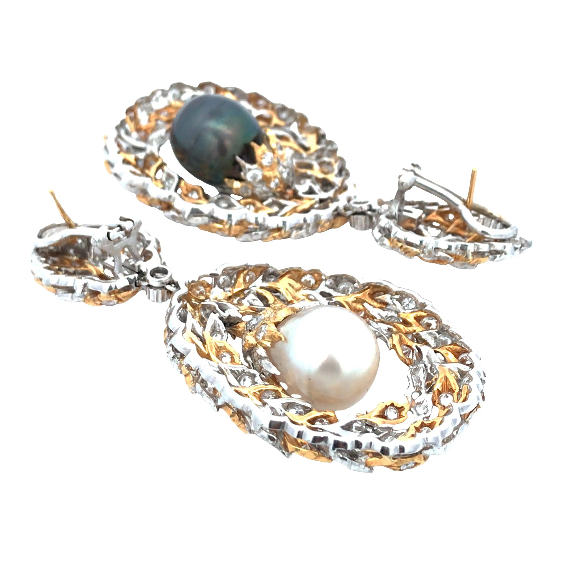 Buccellati, 18K Gold Pearl Diamond Earrings Buccellati