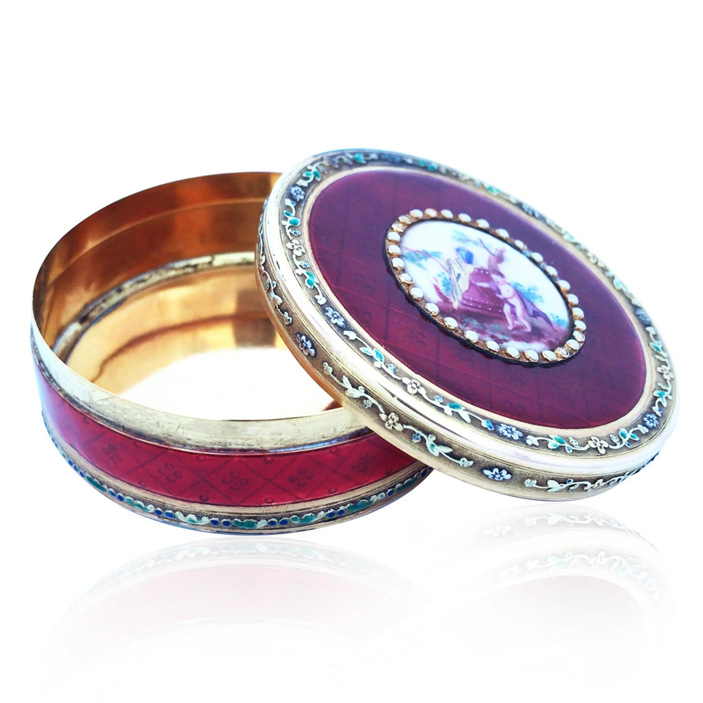 Rould Gold Box with Porcelain Painting Lueur Jewelry