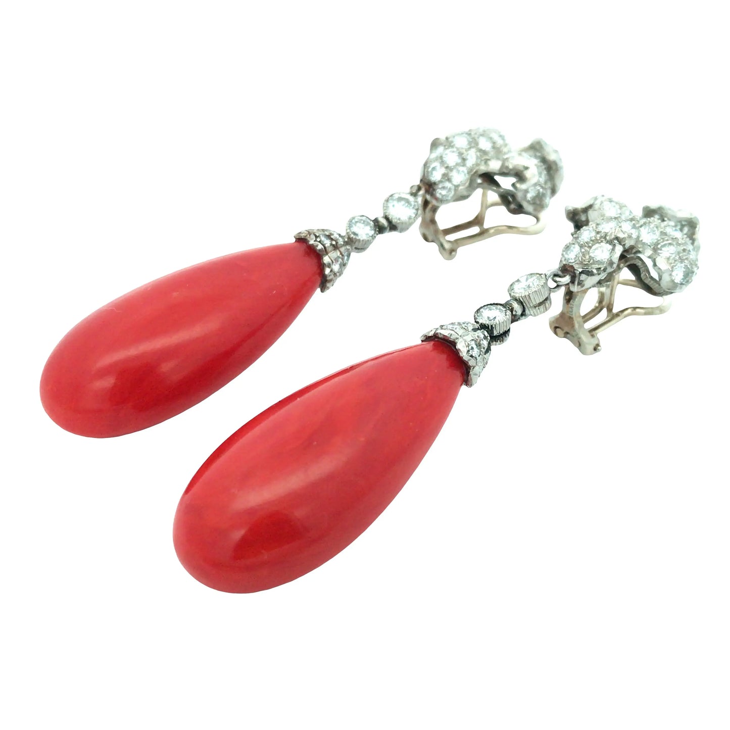 Buccellati, 18K Gold Coral Diamond Earrings Buccellati