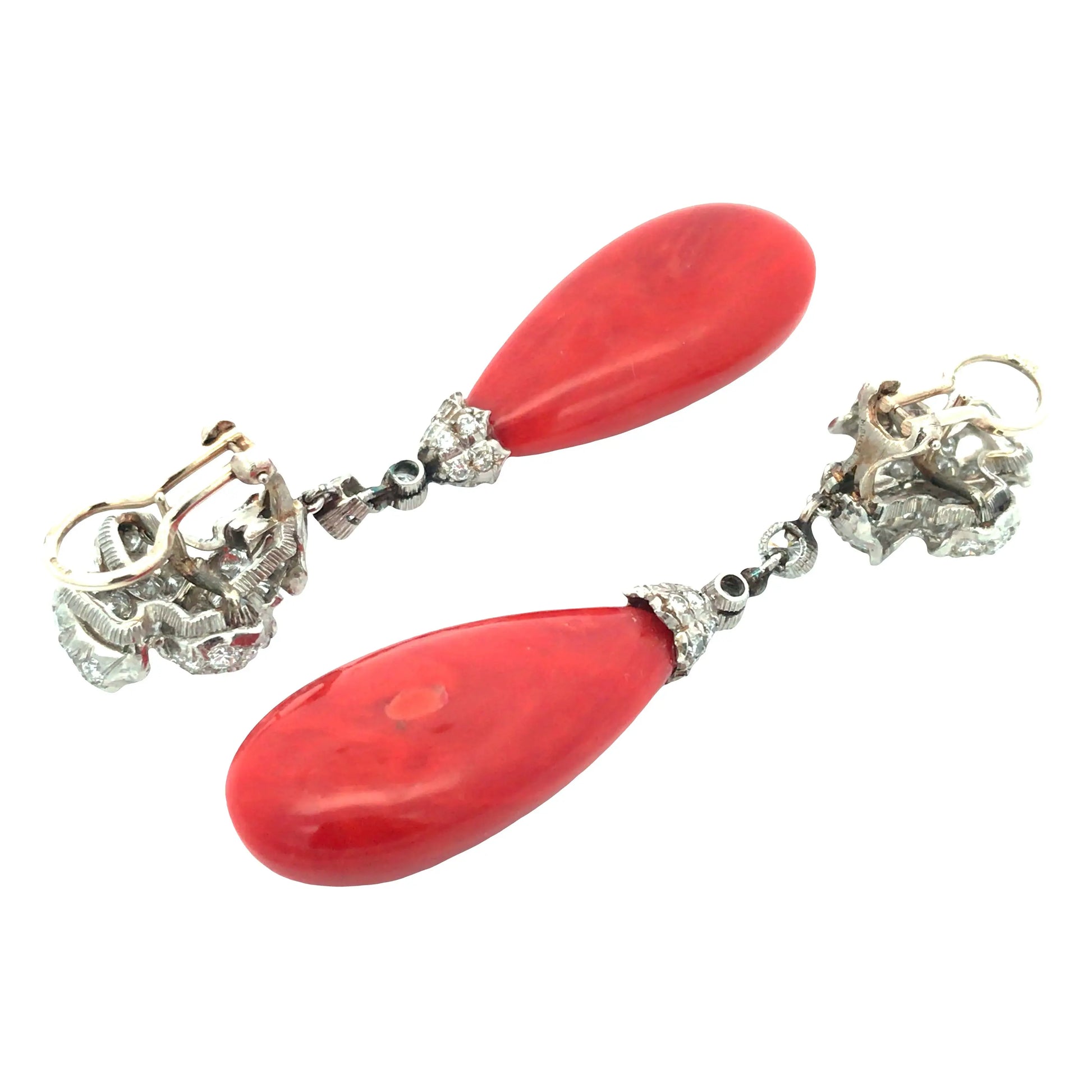 Buccellati, 18K Gold Coral Diamond Earrings Buccellati