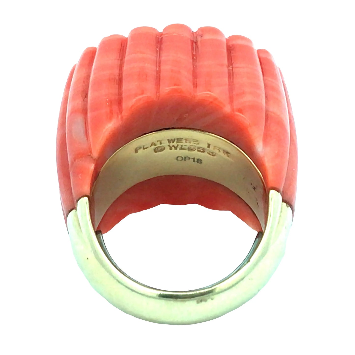 David Webb, 18K Gold Coral Diamond Ring David Webb