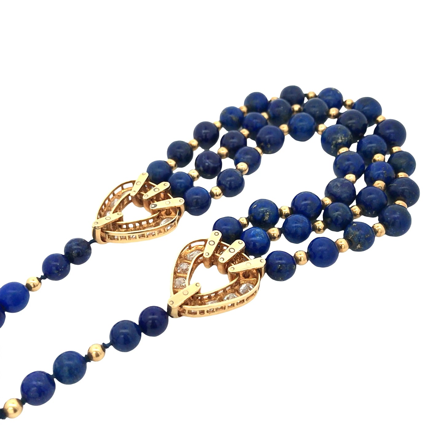 Rene Boivin, 18K Gold Lapis Lazuli Diamond Necklace, Certificate Rene Boivin