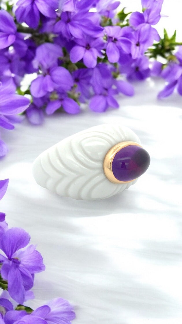Bvlgari, 18K Gold Amethyst Ceramic Ring