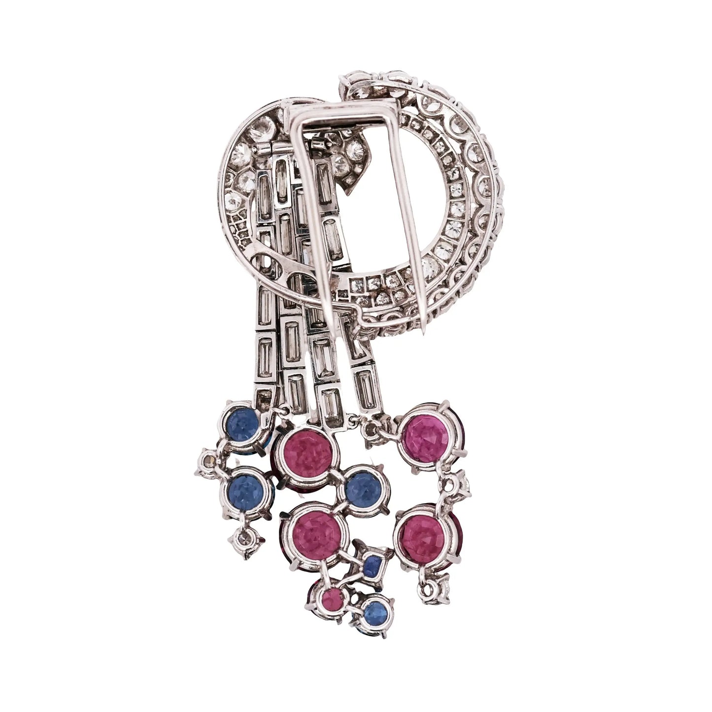 Cartier, Platinum Sapphire Garnet Diamond Brooch Cartier