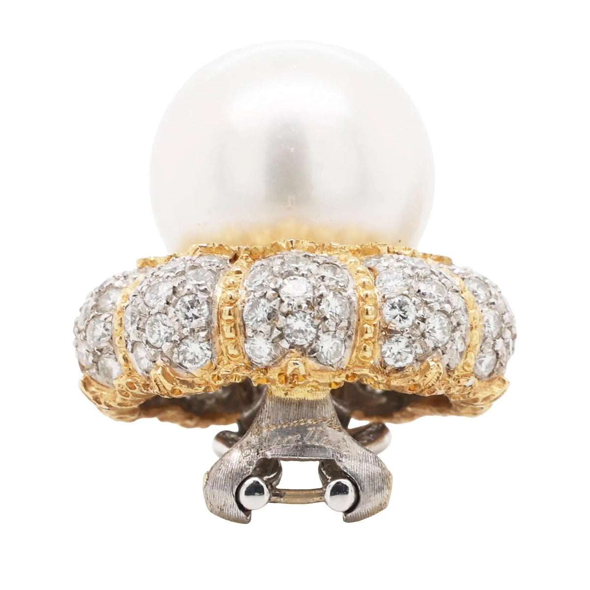 Buccellati, 18K Gold Pearl Diamond Earrings