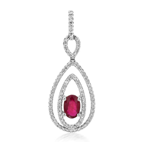 18K Gold Ruby Diamond Pendant - Lueur Jewelry