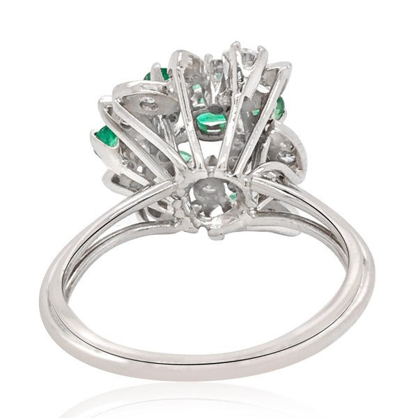 14K Emerald Diamond Cluster Ring - Lueur Jewelry
