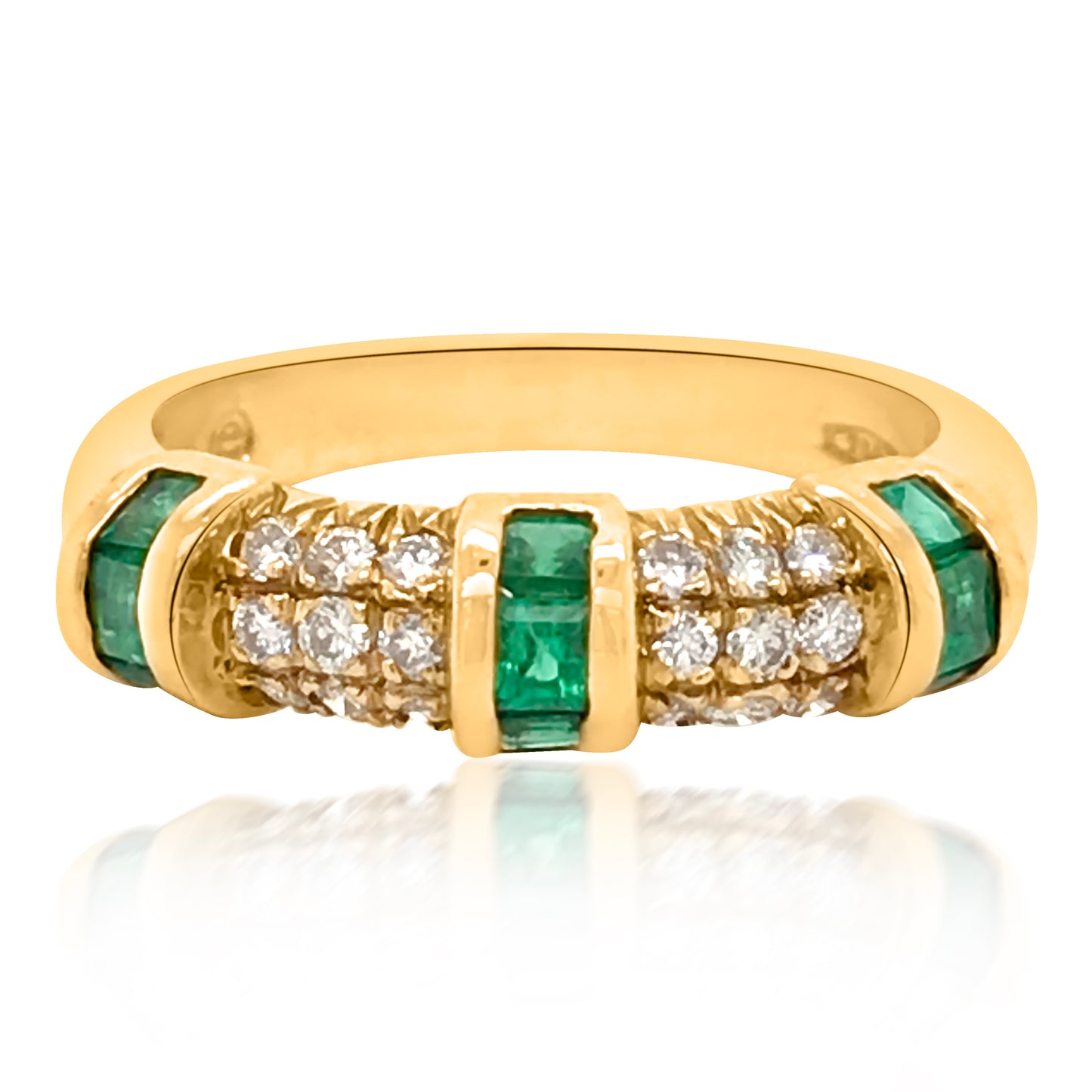 18K Yellow Gold Emerald Diamond Ring - Lueur Jewelry