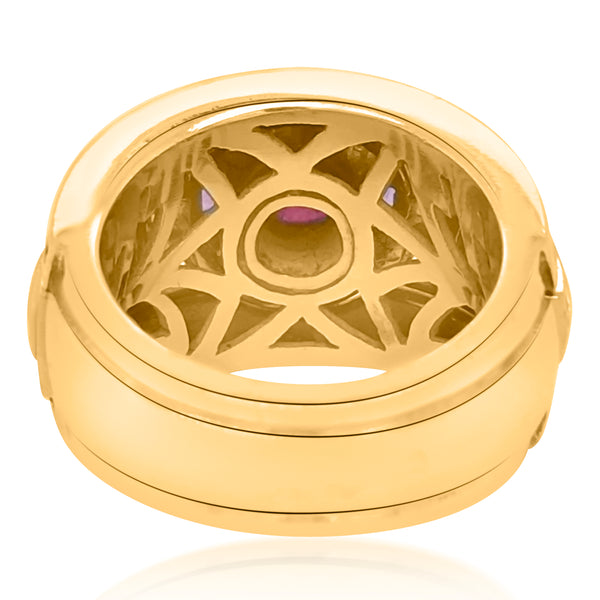 Bvlgari, Ruby Diamond and Onyx 18K Gold Ring - Lueur Jewelry