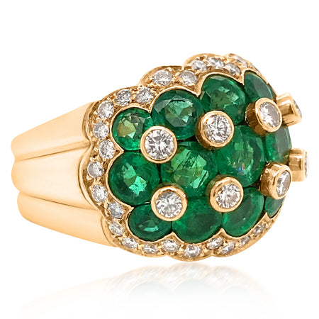 Van Cleef & Arpels, Emerald Diamond Gold Ring - Lueur Jewelry