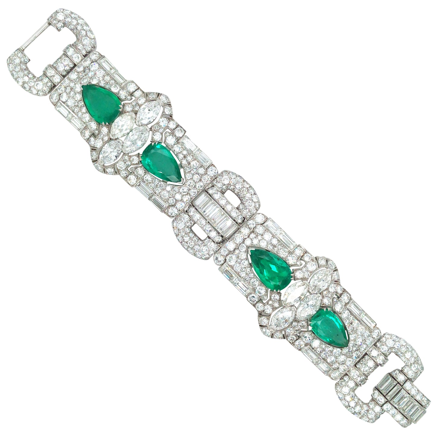 Platinum Colombia Emerald Diamond Bracelet, SSEF