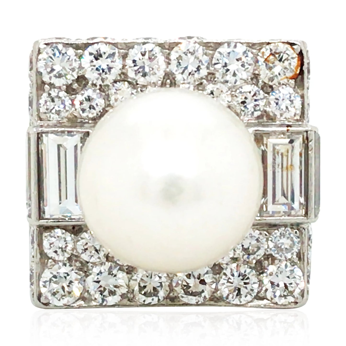 Bvlgari, Platinum Pearl Diamond Trombino Ring, GIA Bvlgari