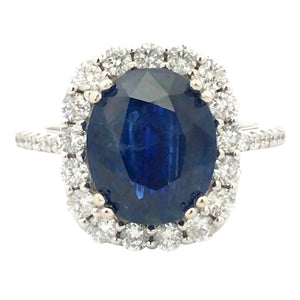 14K Gold Ceylon no-heat 4.94ct Sapphire Diamond Ring, AGL