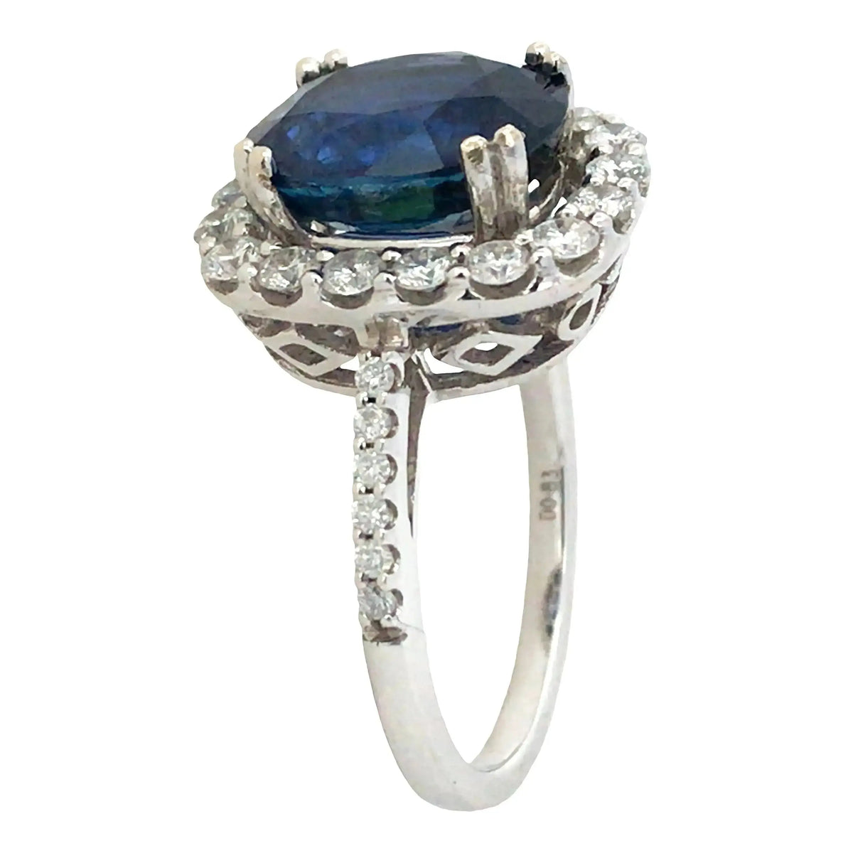 14K Gold Ceylon no-heat 4.94ct Sapphire Diamond Ring, AGL