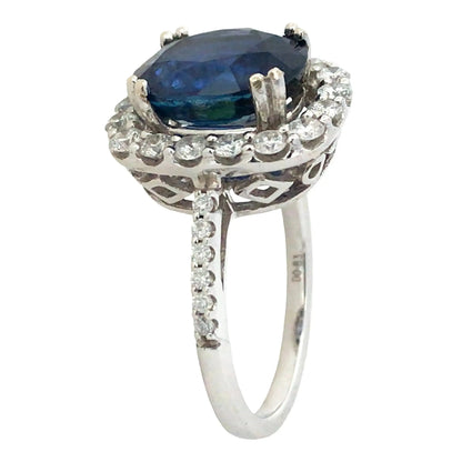 14K Gold Ceylon no-heat 4.94ct Sapphire Diamond Ring, AGL