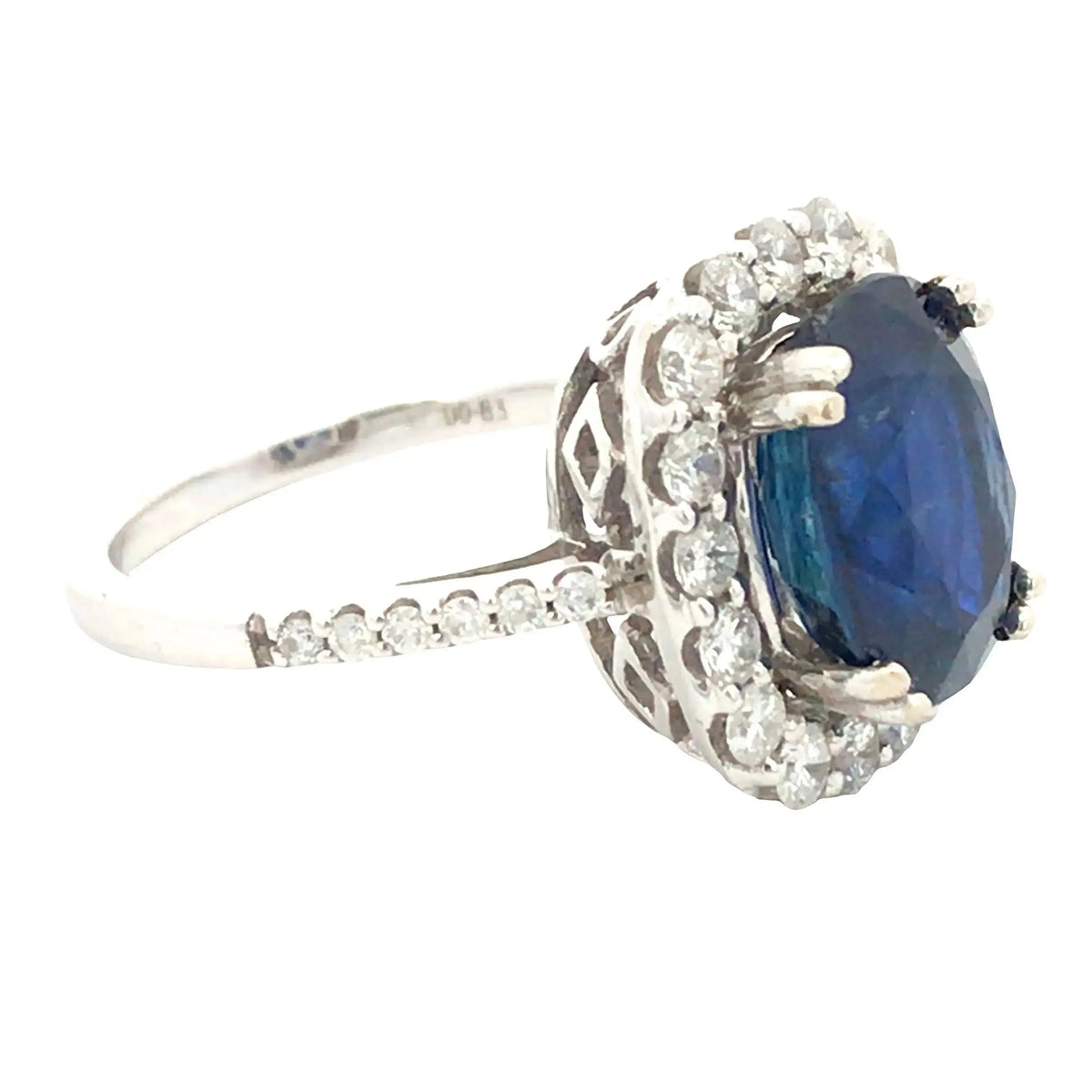 14K Gold Ceylon no-heat 4.94ct Sapphire Diamond Ring, AGL