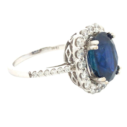 14K Gold Ceylon no-heat 4.94ct Sapphire Diamond Ring, AGL