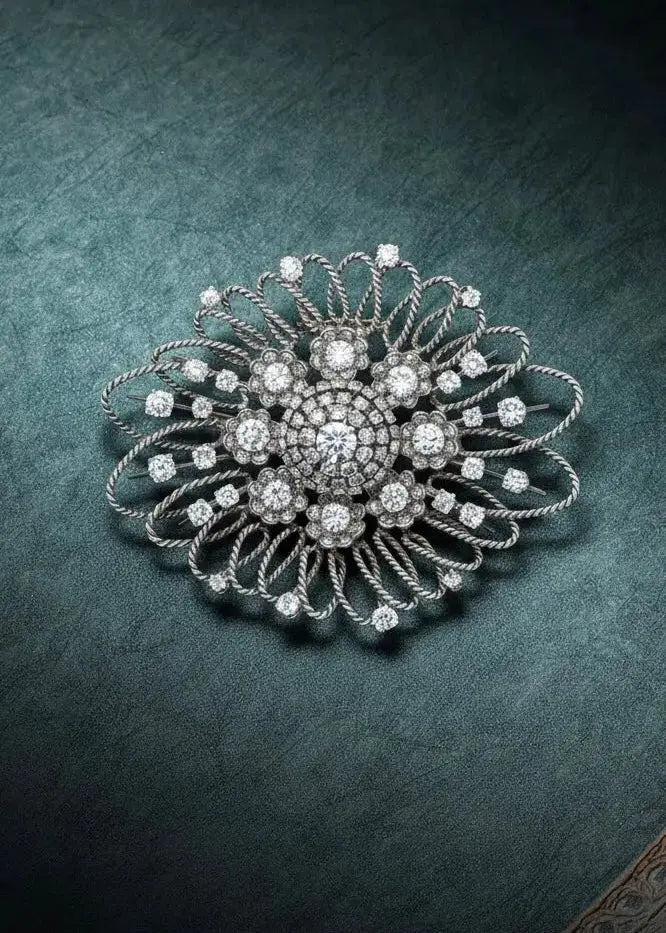 Mellerio, Platinum Diamond Brooch Mellerio