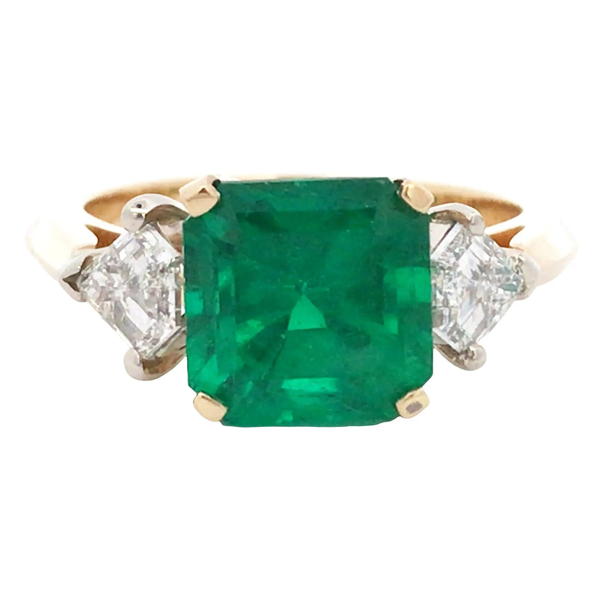 18K Gold 3.33ct Colombia minor Emerald Diamond Ring, AGL