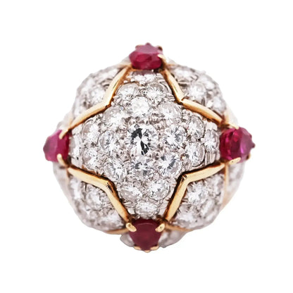 18K Gold Ruby Diamond Ring