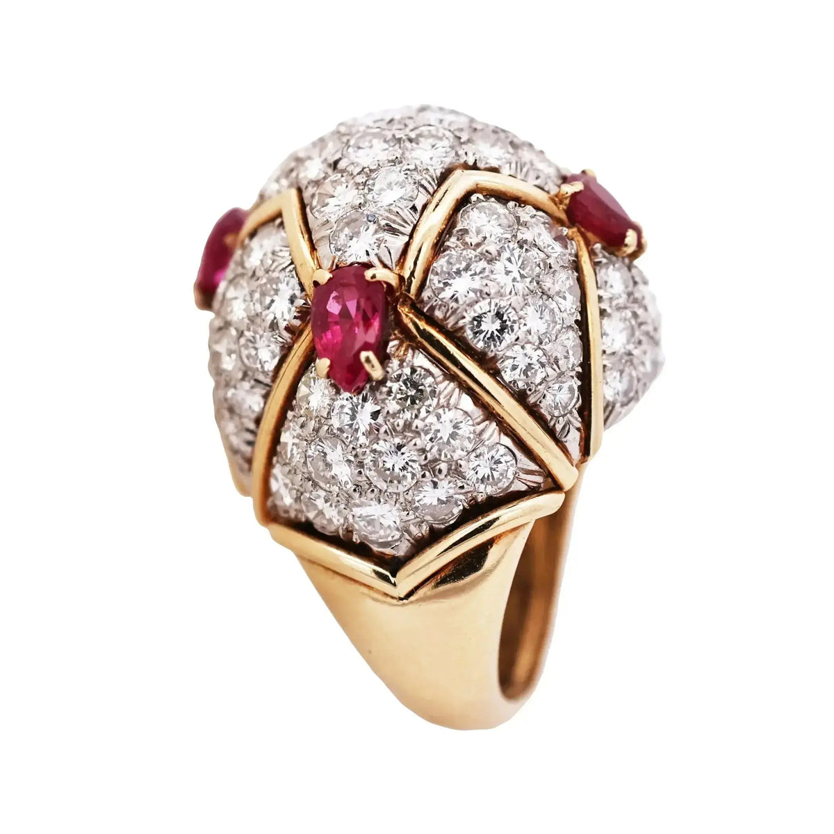 18K Gold Ruby Diamond Ring