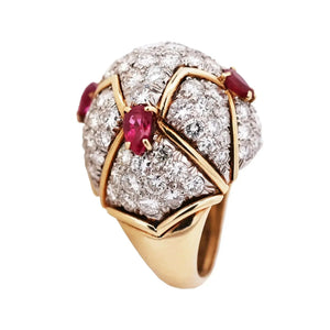 18K Gold Ruby Diamond Ring