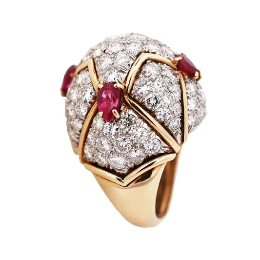 18K Gold Ruby Diamond Ring