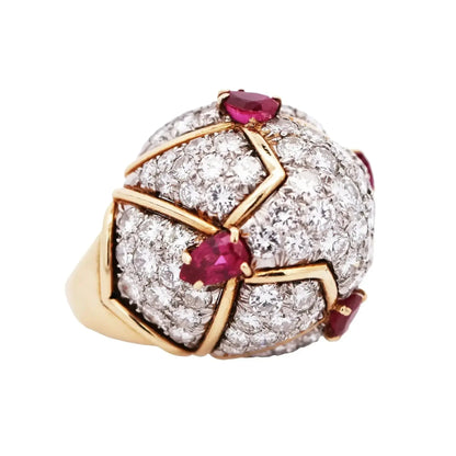 18K Gold Ruby Diamond Ring