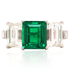 2.27ct Colombia no-oil Emerald Diamond Ring, AGL, GIA