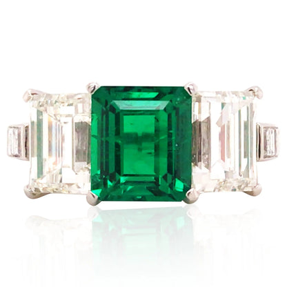 2.27ct Colombia no-oil Emerald Diamond Ring, AGL, GIA