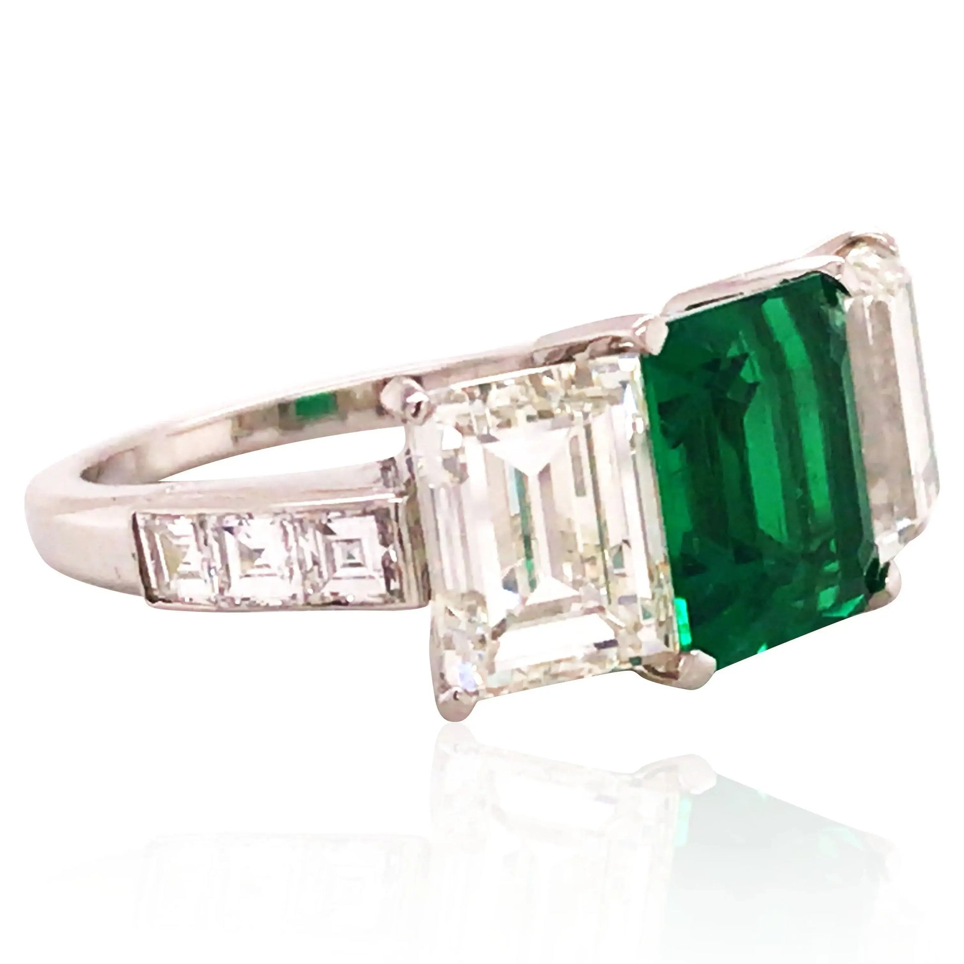 2.27ct Colombia no-oil Emerald Diamond Ring, AGL, GIA