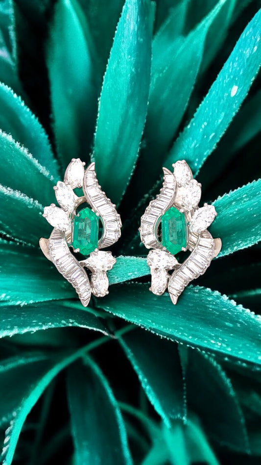 Oscar Heyman, Emerald Diamond Earrings