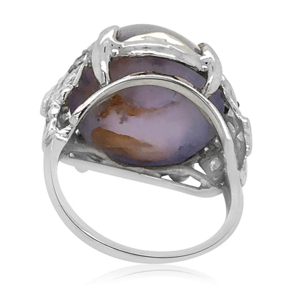 A 32.00 ct Antique Platinum Star Sapphire Diamond Ring, GIA