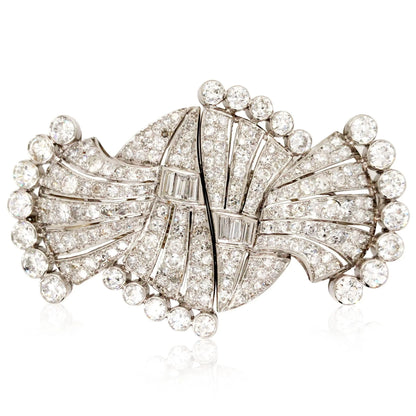 Art Deco Platinum Diamond Double-pin Brooch