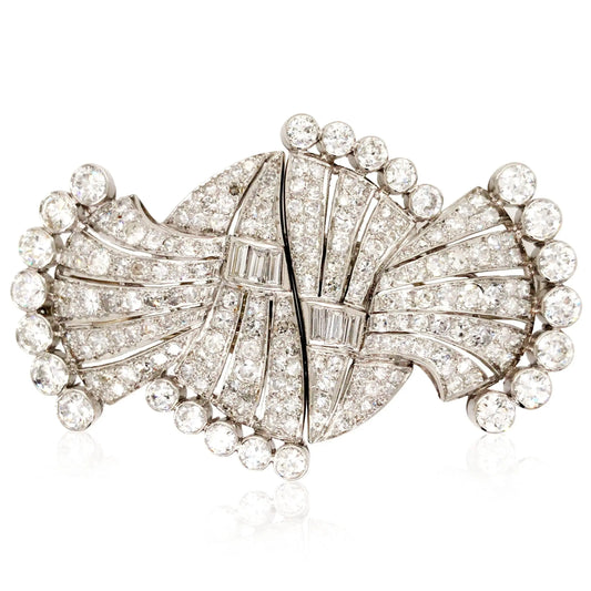 Art Deco Platinum Diamond Double-pin Brooch