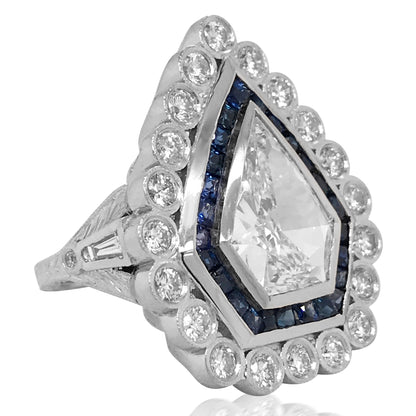 Platinum Diamond and Sapphire Ring