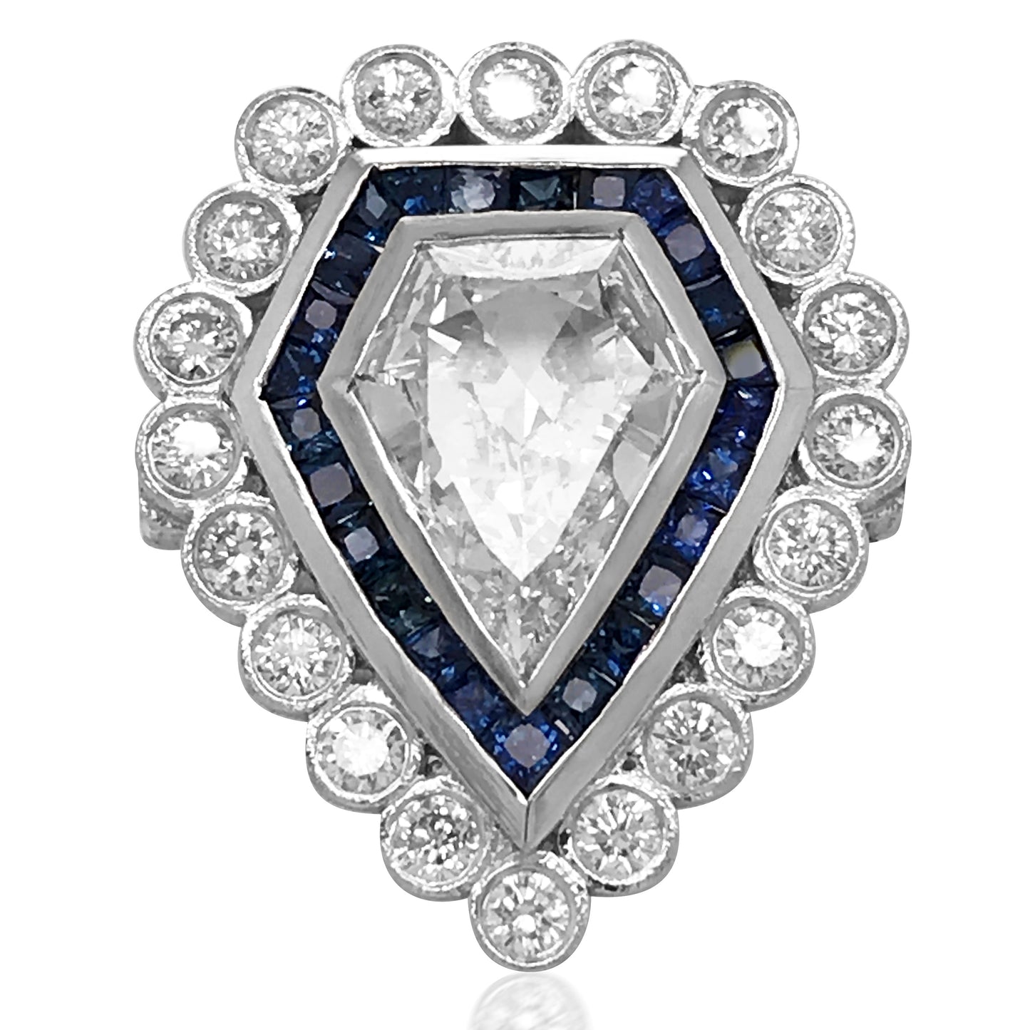 Platinum Diamond and Sapphire Ring