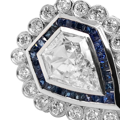 Platinum Diamond and Sapphire Ring