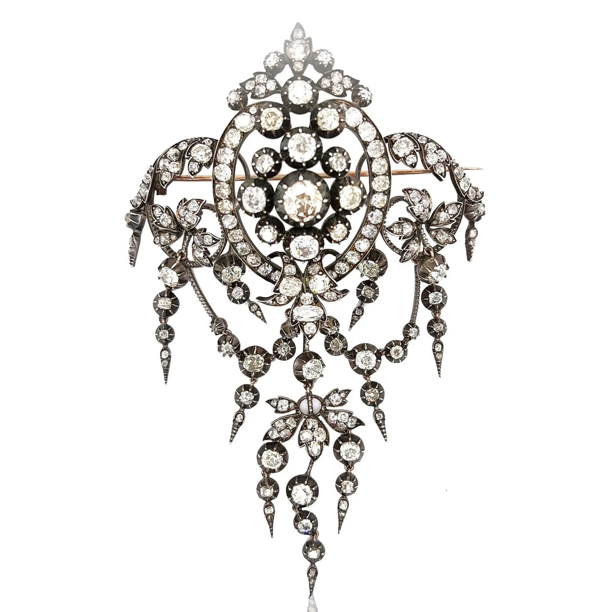 Bapst, Silver-top-Gold Diamond Brooch