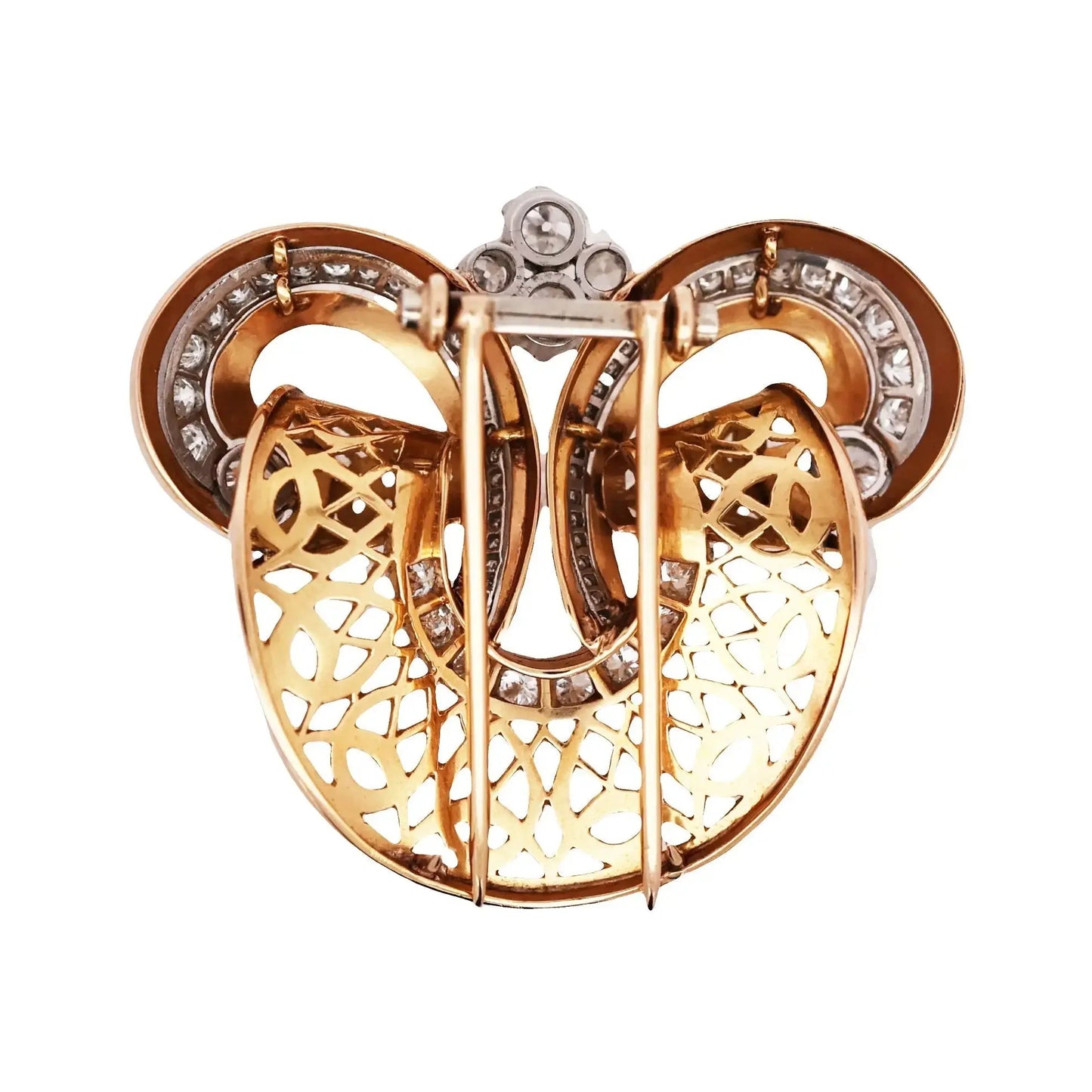 Bvlgari, 18k Gold Openwork Diamond Scroll Brooch