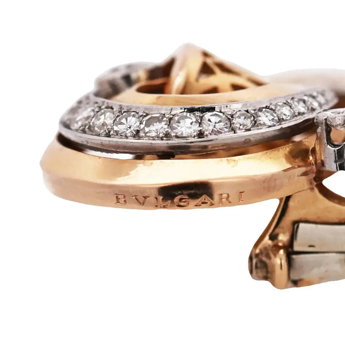 Bvlgari, 18k Gold Openwork Diamond Scroll Brooch