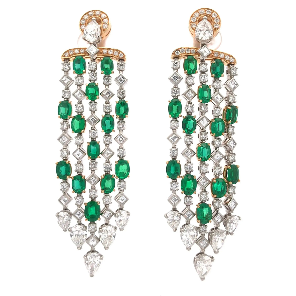 Bvlgari, 18K Gold Emerald Diamond Earrings