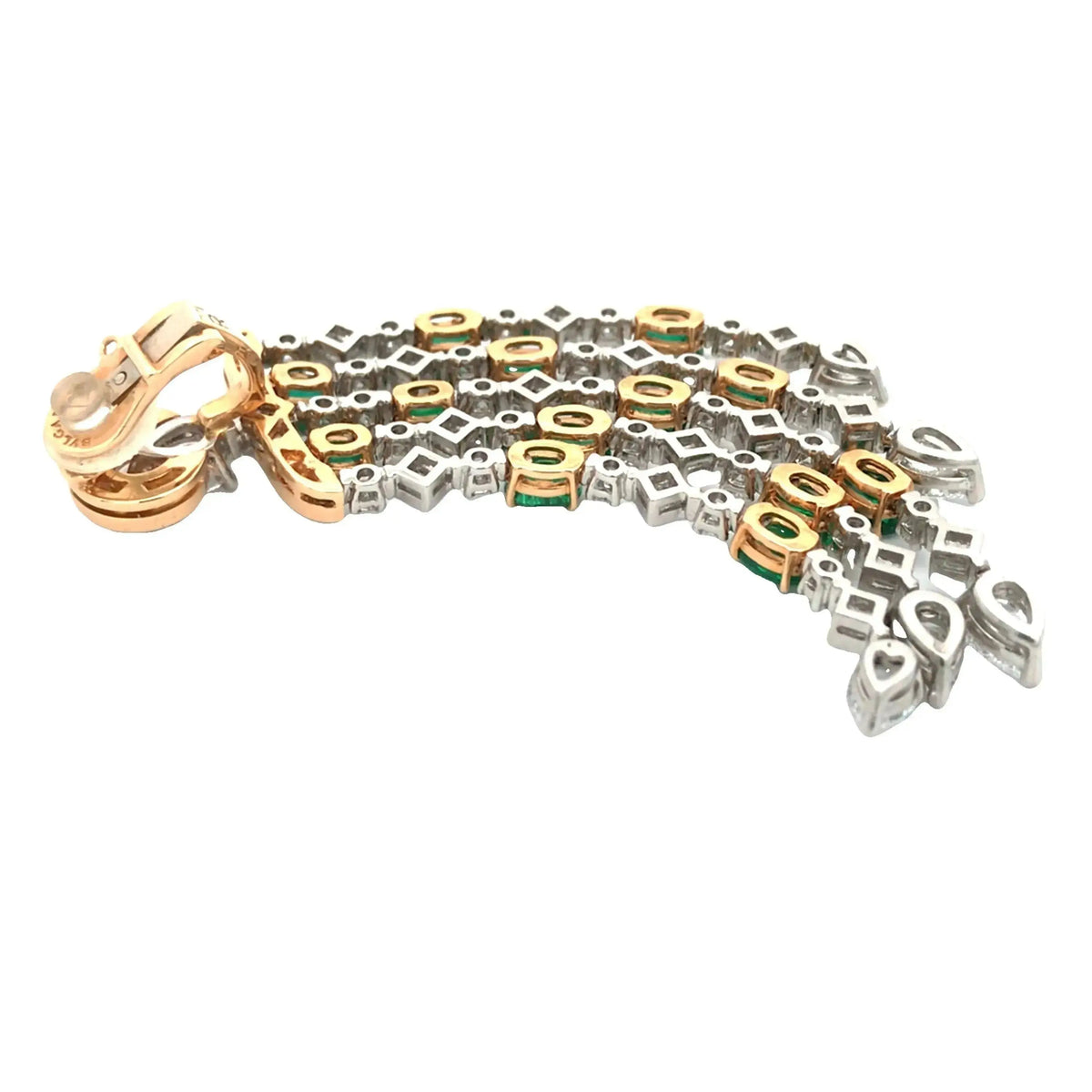 Bvlgari, 18K Gold Emerald Diamond Earrings